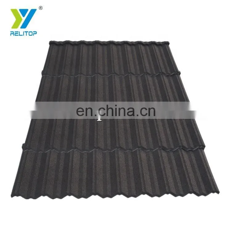 Modern Style Coffee Black Nosen Type Stone Coated Steel Roof Tile 0.3mm 0.35mm 0.4mm 0.5mm Metal Roofing Sheet
