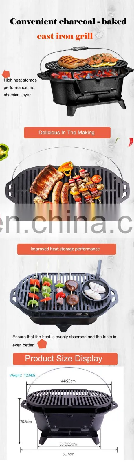 Cast iron camping stove outdoor charcoal portable bbq grills