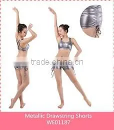 Sexy Jazz Dance Costumes, Metallic Nylon/Spandex Crop Tops