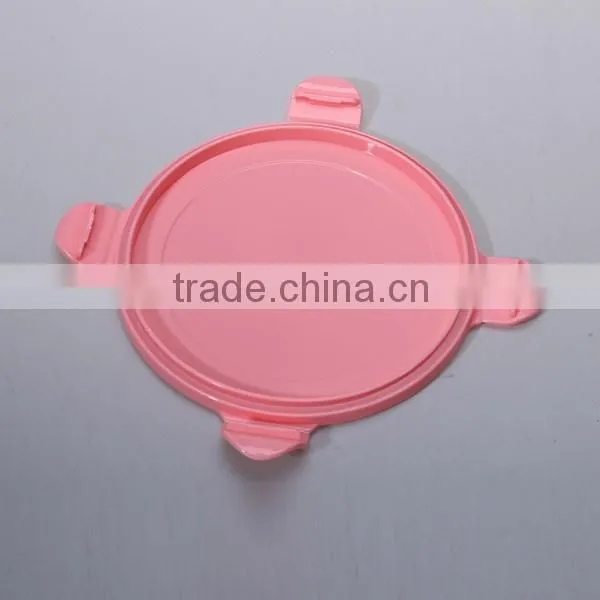 Household pink round four locked lunch box with spoon