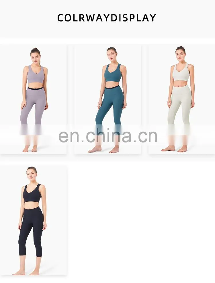 Lightweight Custom Logo Sport Active Wear Yoga Sets High Waist Two Piece Yoga Sport Suit