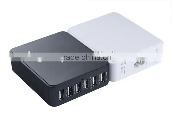Hot seller 6 usb ports intelligent rapid charger smart charger for Mobile phone/Laptop/MP3/MP4 player/Tablet/Video game player