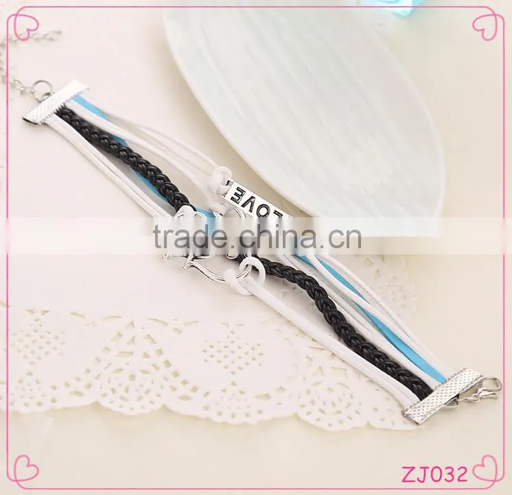 Women's and Men's Love Woven Leather Bracelet Best Friendship Jewelry