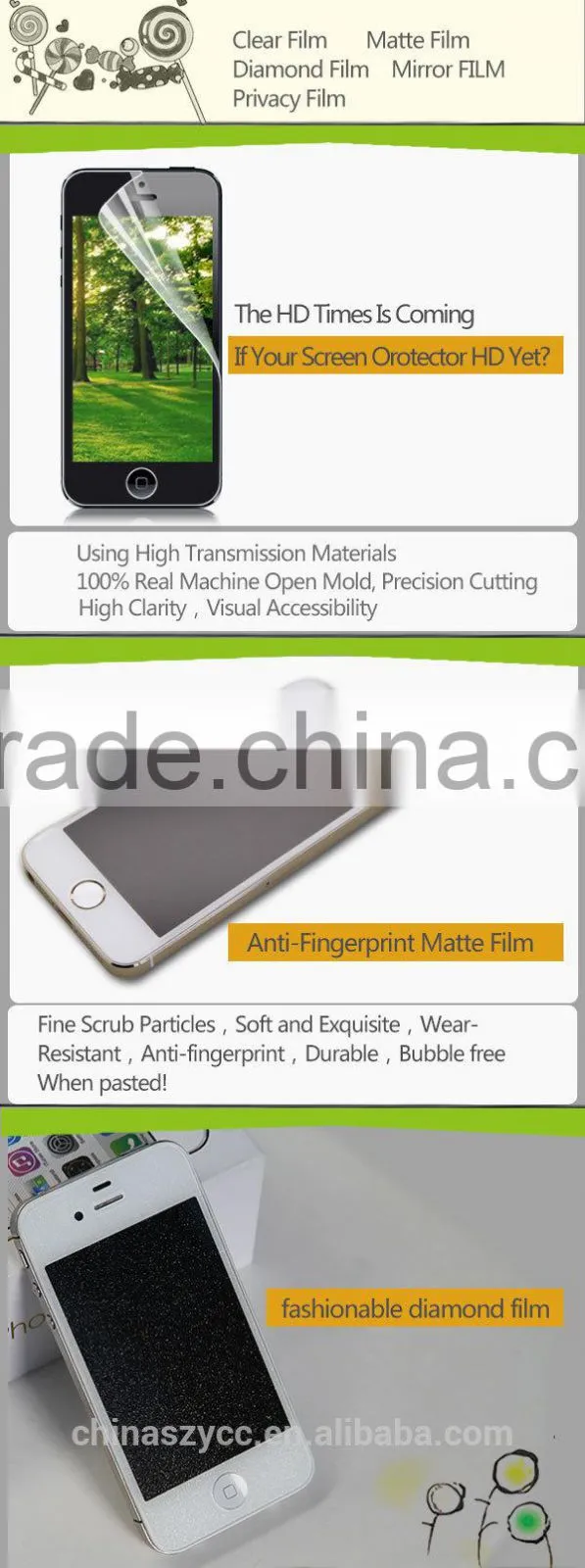 phone accessories matte anti glare screen protector film roll