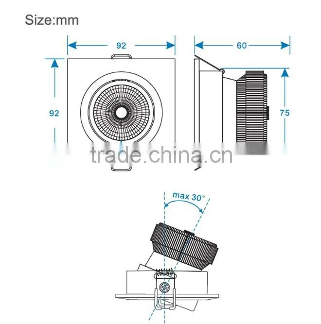 2016 new fashionable square LED downlight 6W
