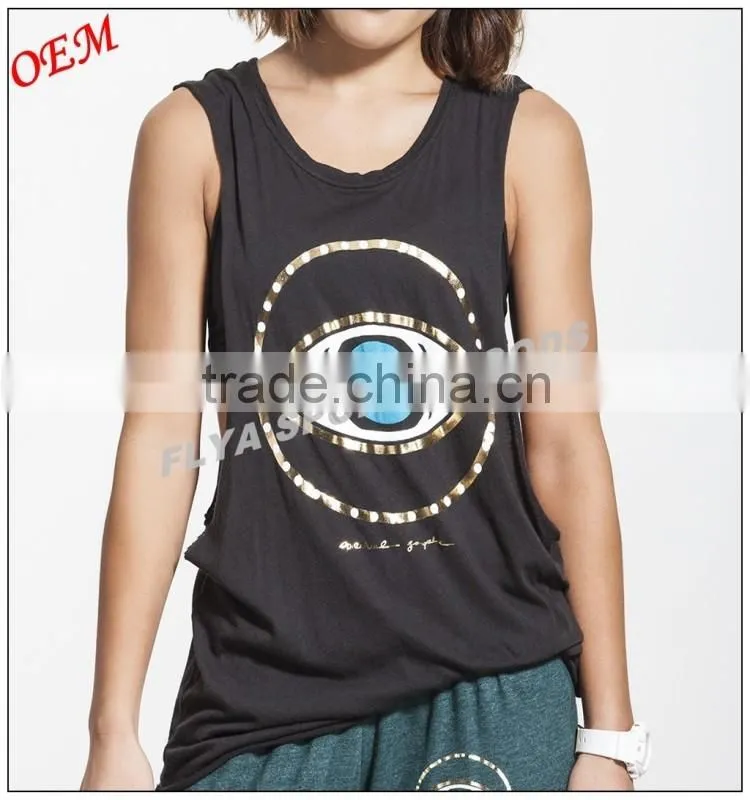 OEM manufacturer low MOQ custom printing loose fit ladies sleeveless fitness gym tank tops comfortable yoga singlet