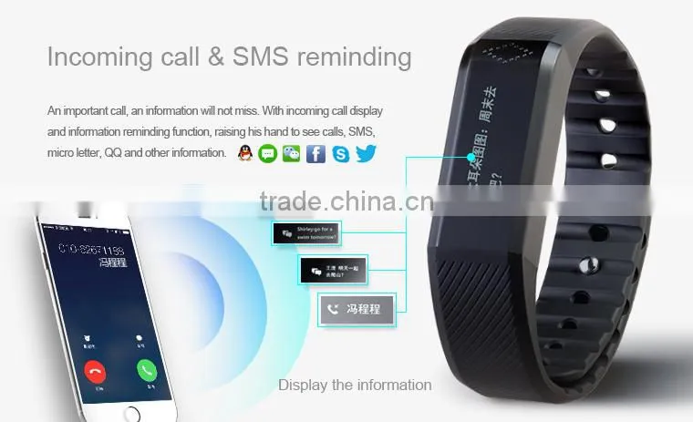 2015 Digital Fitness Smart Bracelet Bluetooth, Silicone Wristband Pedometer,Sedentary Reminding Smart Bracelet Watch