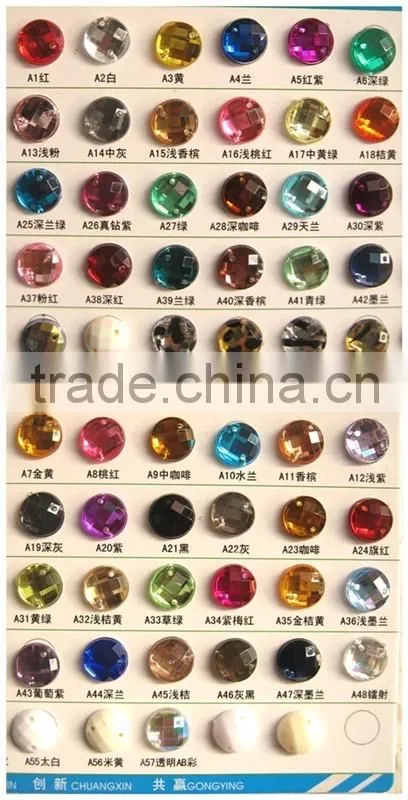 Good quality Colored Round faceted Acrylic beads, Flat Back sew-on rhinestones for garment