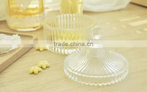Creative tea coffee sugar candy jar storage glass bowl with lid