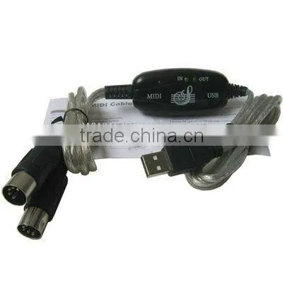 High Quality Black USB to MIDI Cable (keyboard Interface Converter )