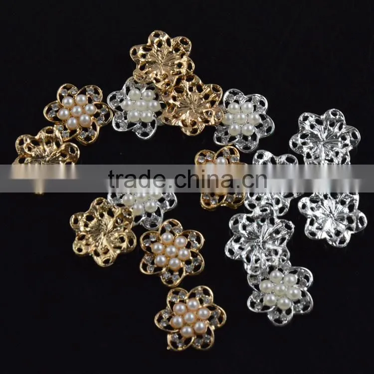 20MM Wholesales Bulk Cheap Silver Plated Alloy Snowflake Crystal Rhinestone Button For Baby Girl Jewelry Garment Accessory