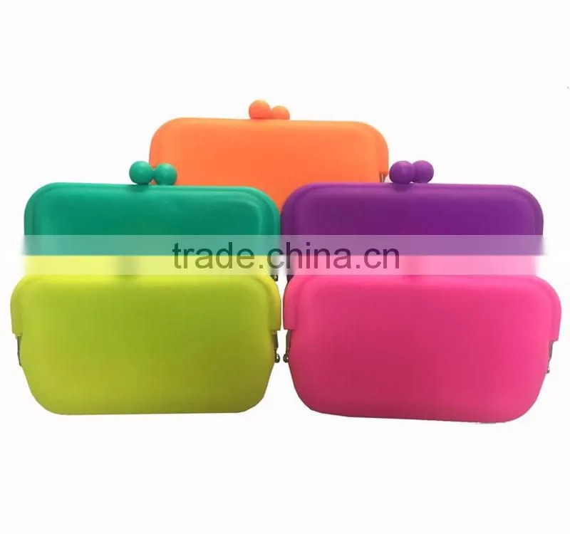 Stylish Bright Black coin purse Silicone Cosmetic Cell Phone Bag