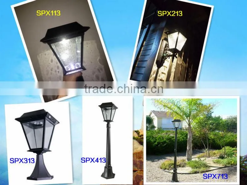 Wall/Deck/Post Mount Outdoor Black Motion Activated Solar Powered LED Lantern Head