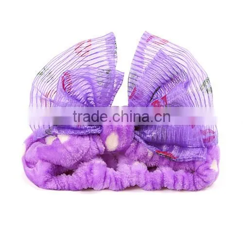 beauty cute hot sale designer head wrap organza bowknot headwrap