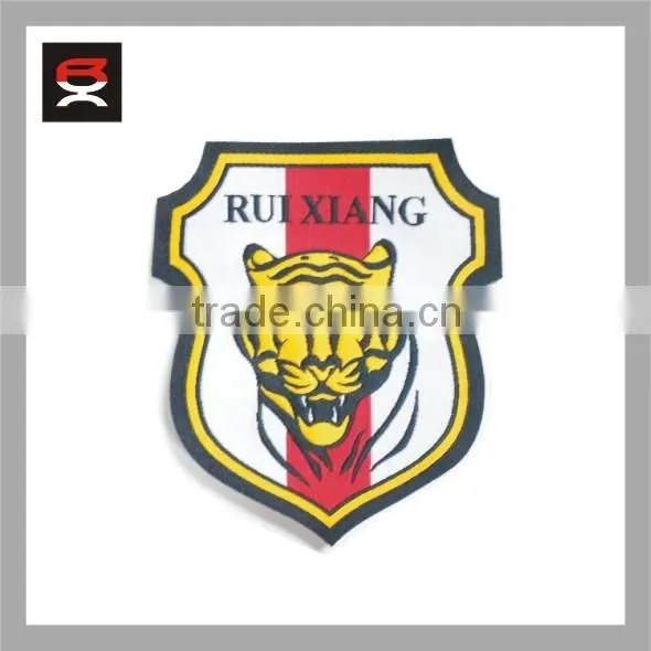 Irregular shape iron on woven badge/woven patch