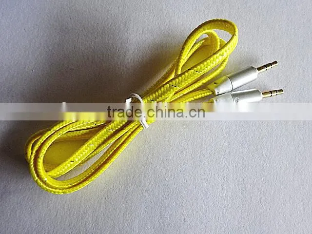 wholesales DC3.5mm flat braid metal audio cable