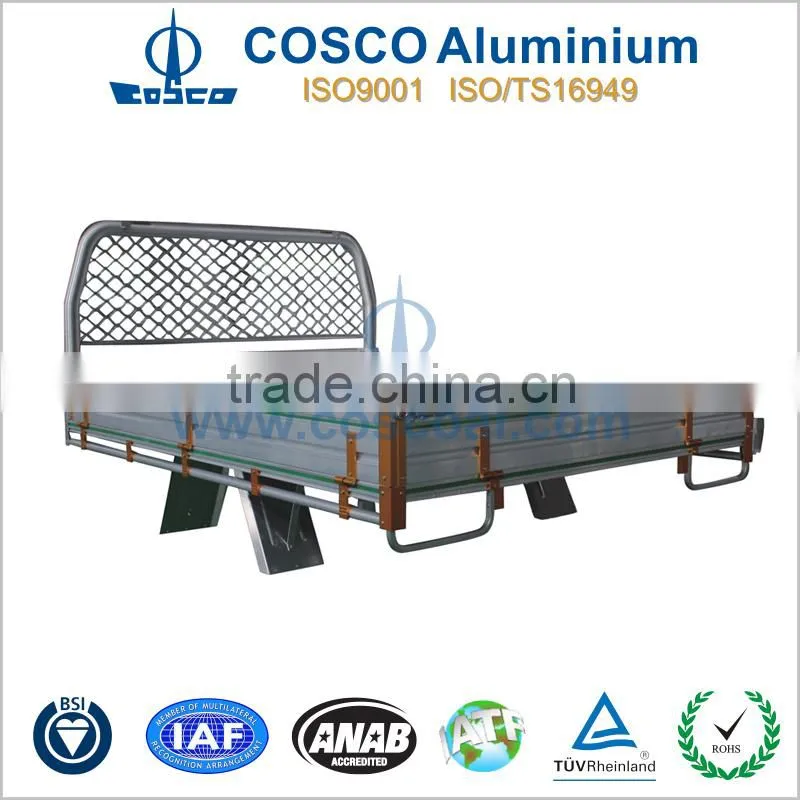 Alloy bed for custom truck cab