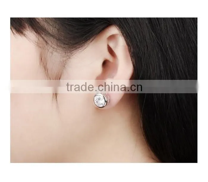 2016 design round cubic zircon copper women earring