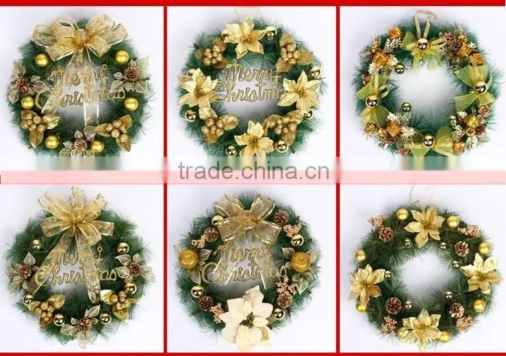 christmas wreath with flower,hot sale artificial christmas wreaths,plastic christmas wreaths for decoration