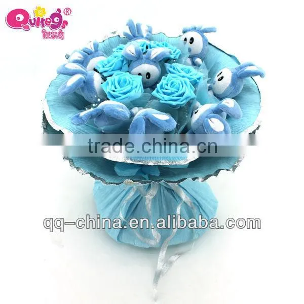blue rose wedding plush toy bouquet