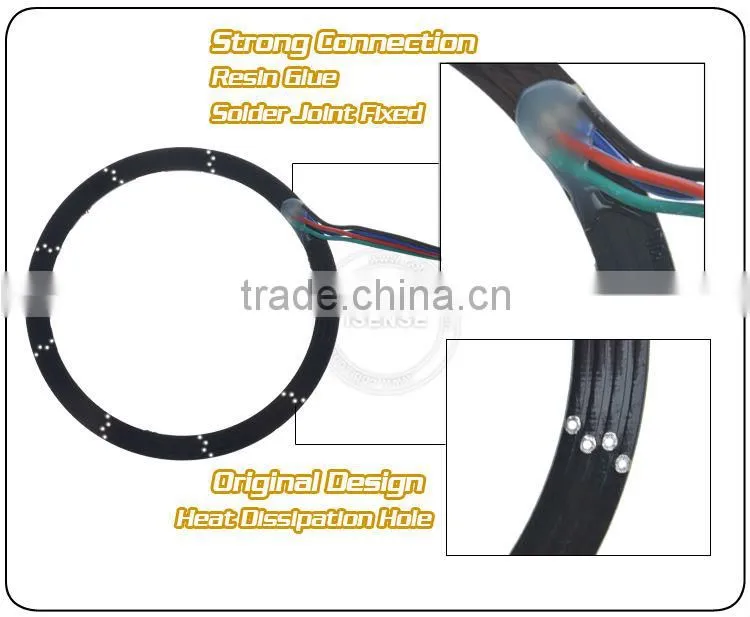 2015 hot sale 130mm Epistar chips DC12V 5050 smd Black PCB full circle anegel eyes auto parts for jeep cherokee