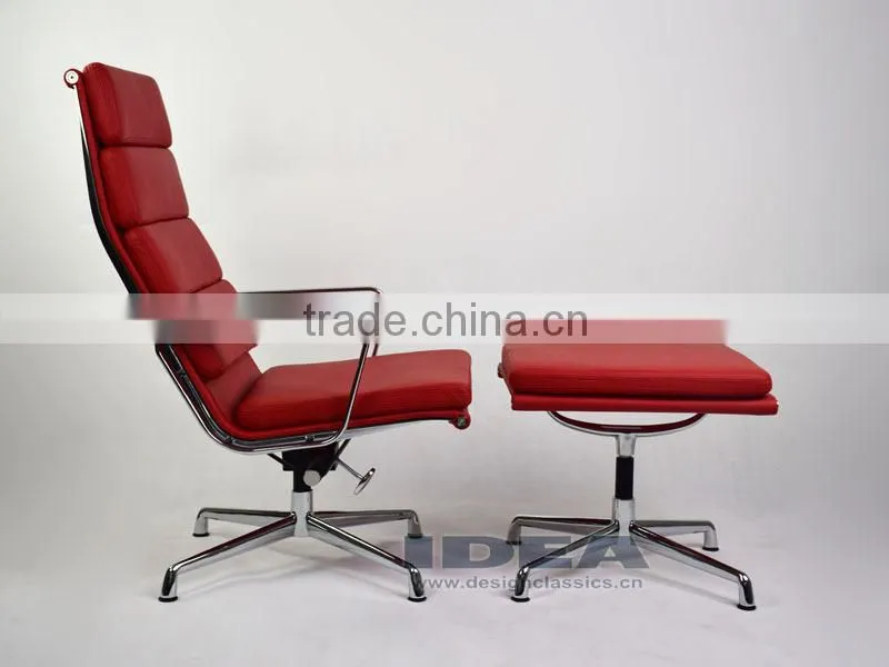 Replica Charles Management Soft Pad Lounge Chair - Red Genuine Leather