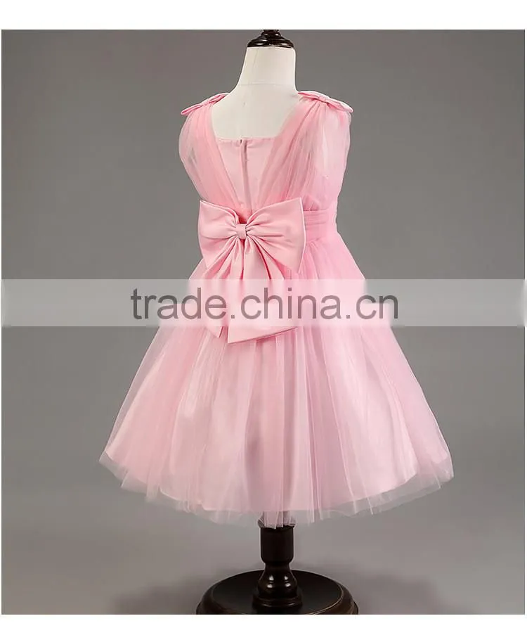 Wholesale high quality girls lace applique princess frocks pink chiffon maxi dresses TR-WS36