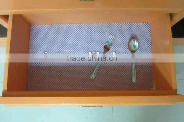 eco non adhesive non smell mesh fabric coated PVC drawer anti-slip mat
