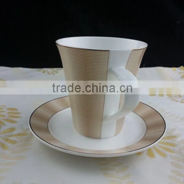 350ml gloden color mug cup and saucer