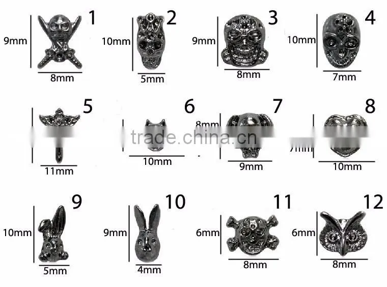 3D Nail Art DIY Rhinestone Decoration Nail Accessories Rock Punk Alloy Skull Rivet Craw For Manicure Tools