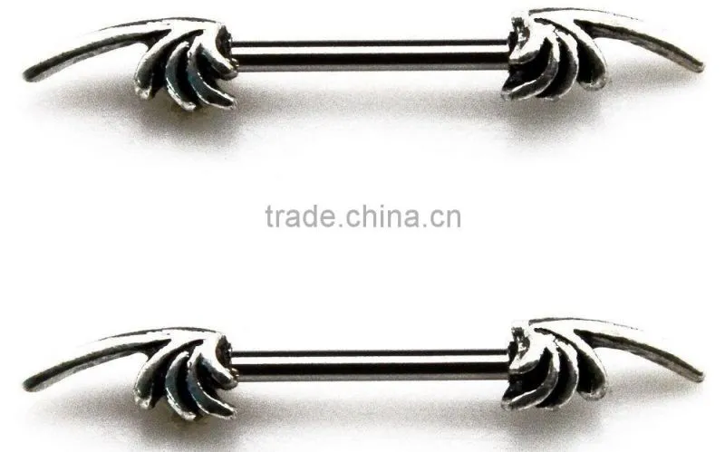 Bat Wings Nipple Shield Rings Barbell