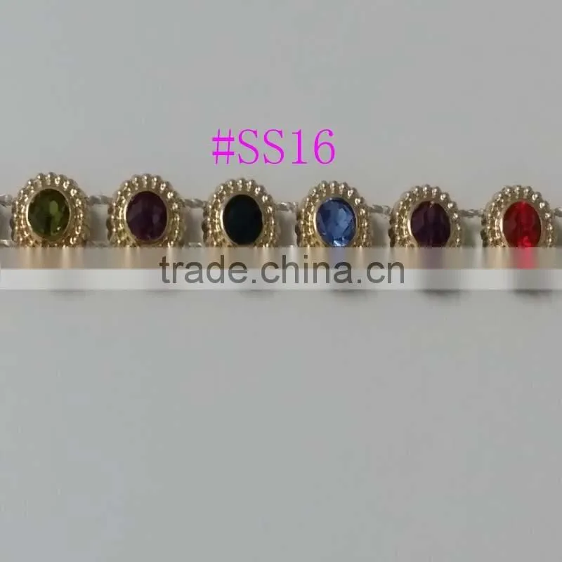 Gold UV electroplating diamond Trimming. Crystal Rhinestone BandingSS12 rhinestone Banding . Wholesale
