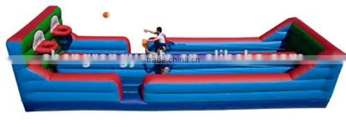 dual-lane inflatable bungee run basketball hoops