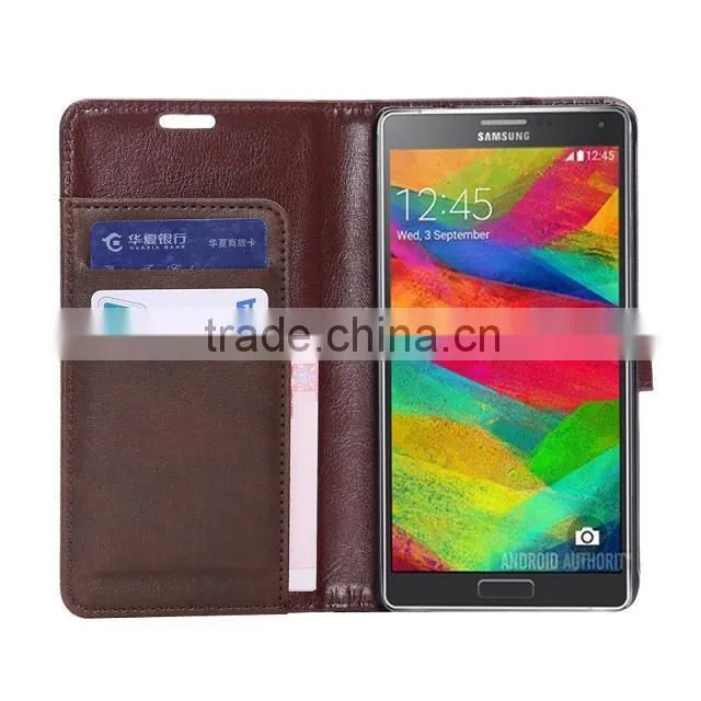 High quality mobile phone case from china supplier, pu leather wallet case for samsung galaxy note 4 mobile phone D0155
