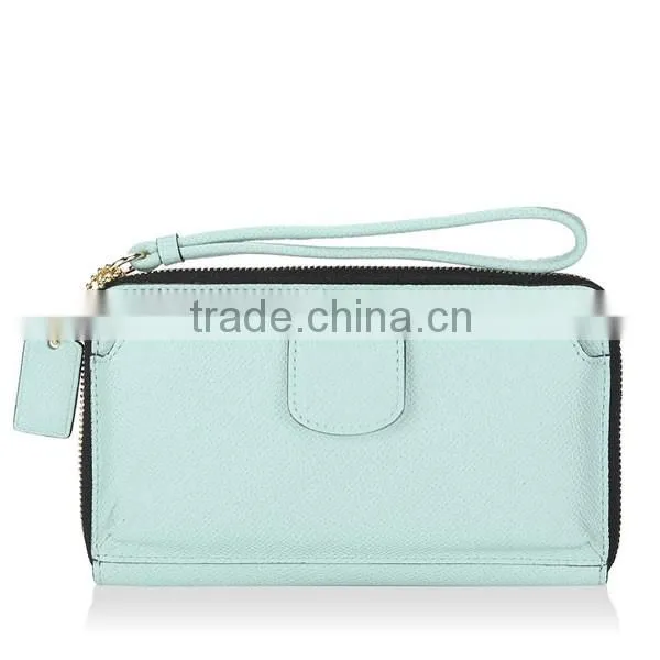 2016 Fahsion Custom Embossed Handmade Luxury Women Zipped Cheap Genuine Leather Wallet Lady