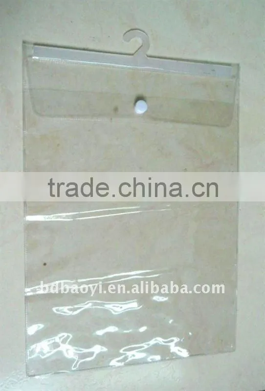 plastic garment bags with hook and button for packing cloth