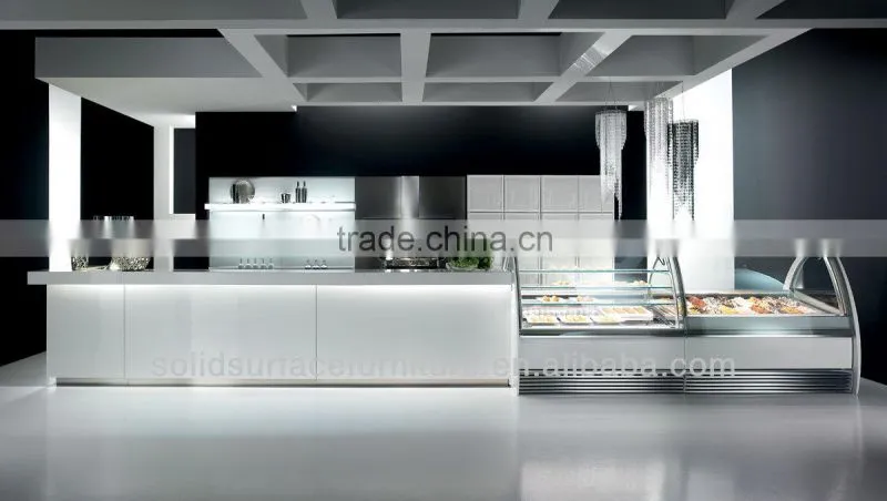 Pre-built L Shape Modern Commercial Solid Surface Coffee Bar Counter for Sale