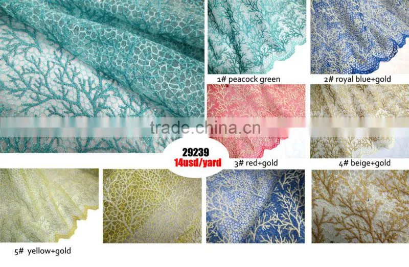 Watermelon Red Popular Pattern French Lace /African Stones Net Lace Fabric/ Embroidery Lace