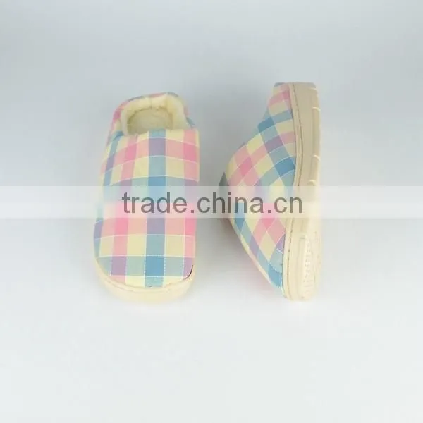 Premium quality colored cotton fleece women and men's indoor slippers