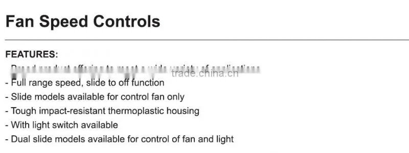 Slide Fan speed control fully range variable