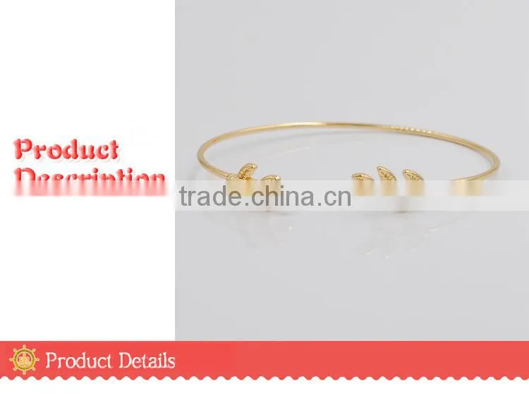 >>>2015 New Design Leaves Gold & Silver Plated Stretch Bracelets & Bangles Thin Fashion Open Bangle/