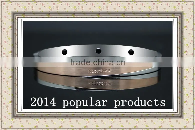 P082 Noproblem bio magnetic tourmaline stainless steel personalized charm crystal bracelet