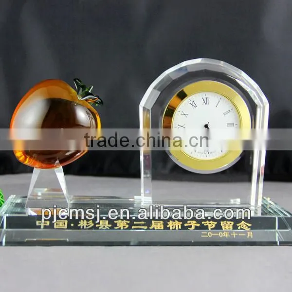 decration gift crystal glass table timepiece