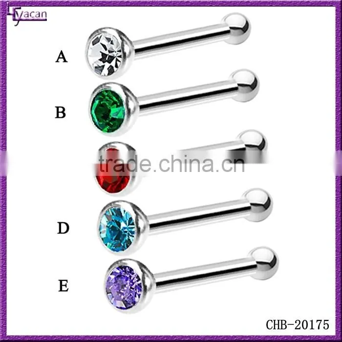 Wholesale Fashion Made In China Colorful Stone Stud Body Jewelry Piercing Nose
