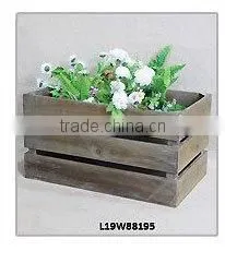 Vintage Wood Box Ornamental Planter with Message