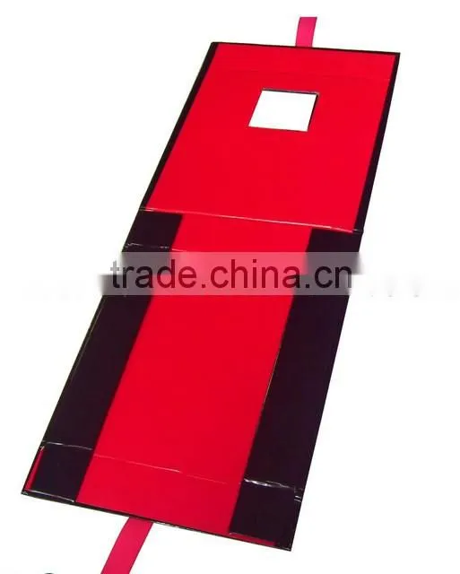 luxury custom design folded hair extension box packaging box with satin ribbon