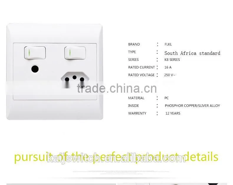 China supplier South Africa wall light switch and socket