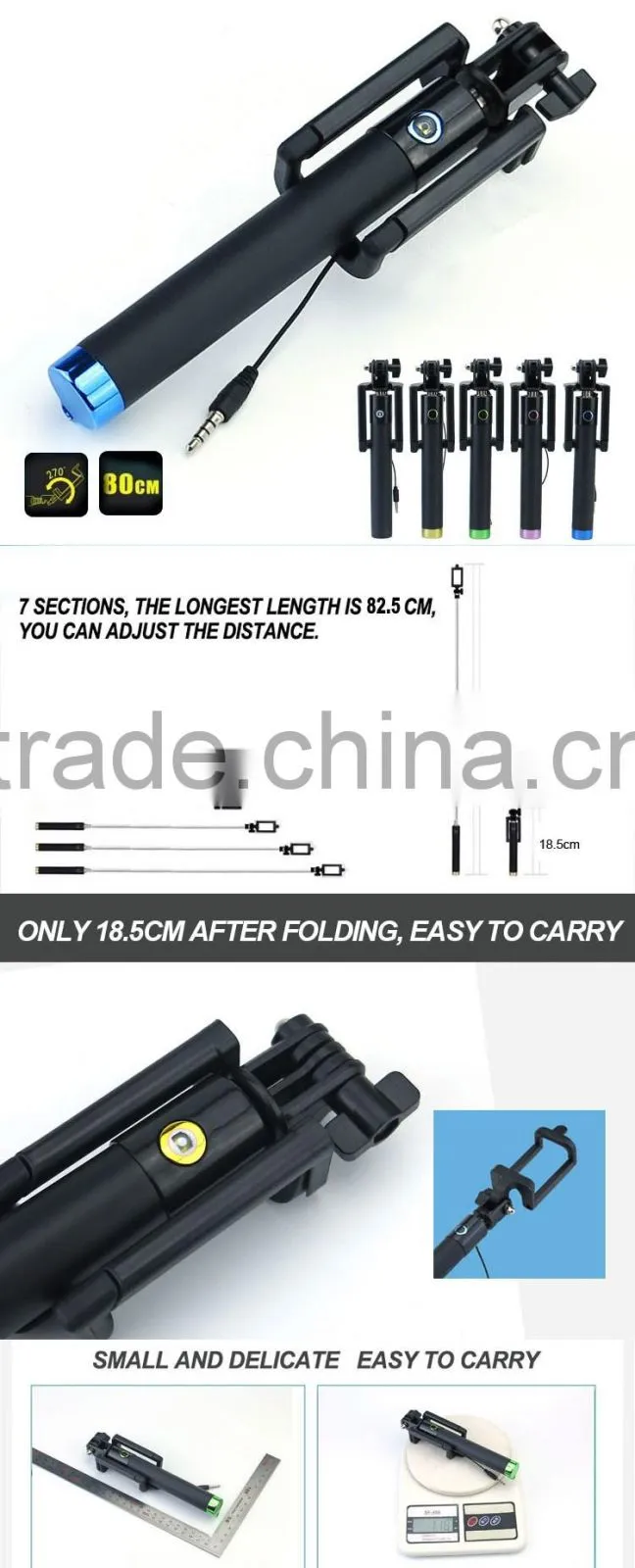 colorful selfie stick wired automatic selfie stick