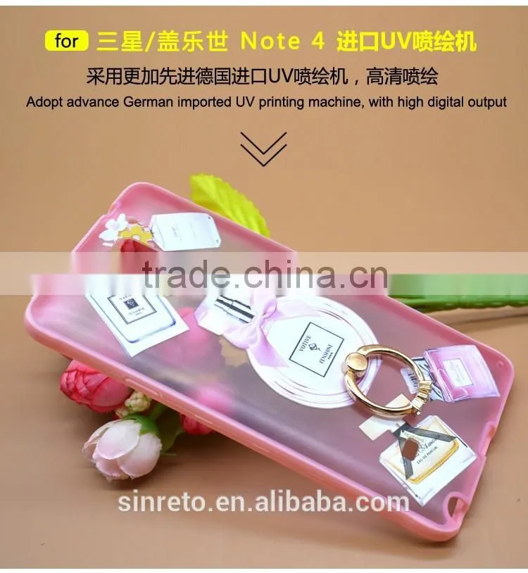 Phone Case For Samsung Note4 Slim Prefume TPU+PC With metal Ring