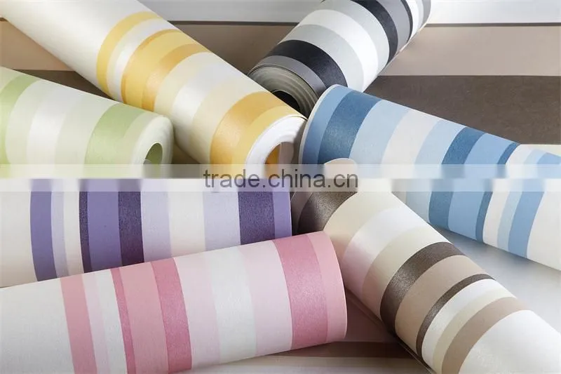 Classic Non woven colorful stripe wallpaper pink